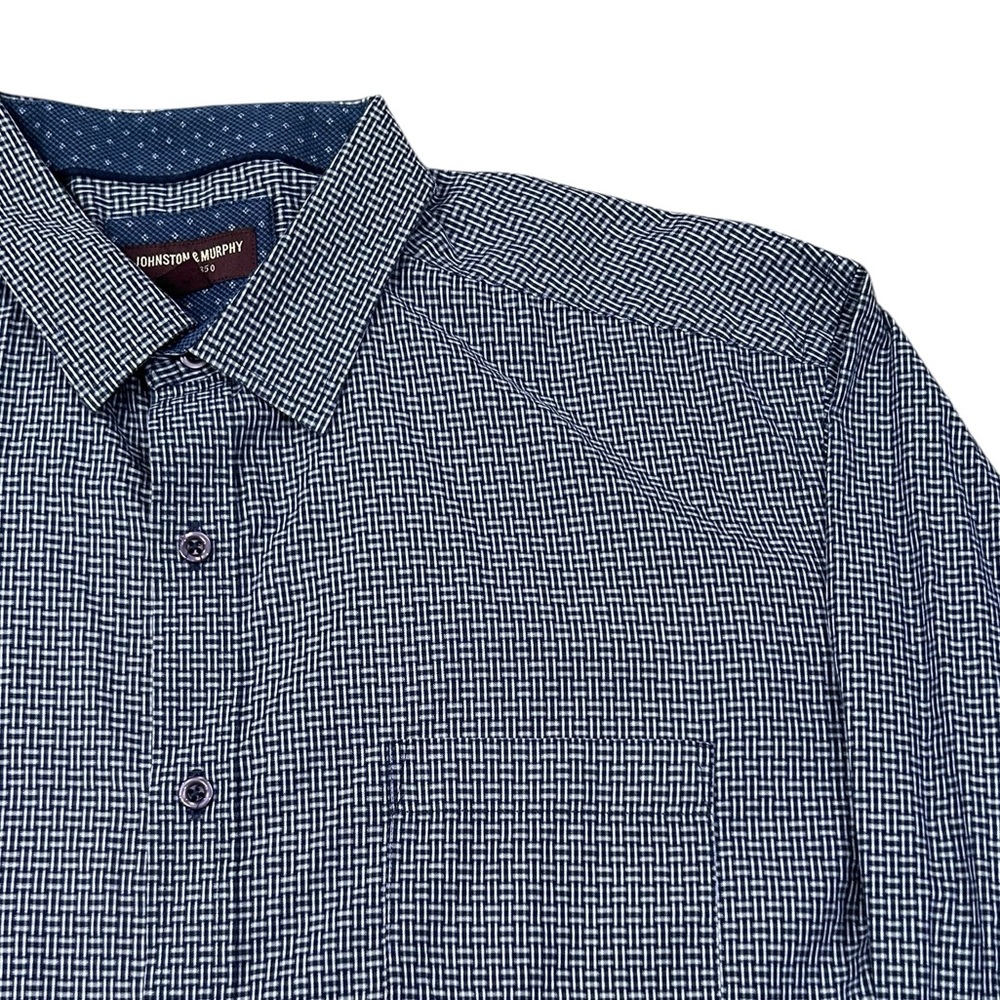 Johnston & Murphy Navy Checkered Button‎ Down Shirt XXL